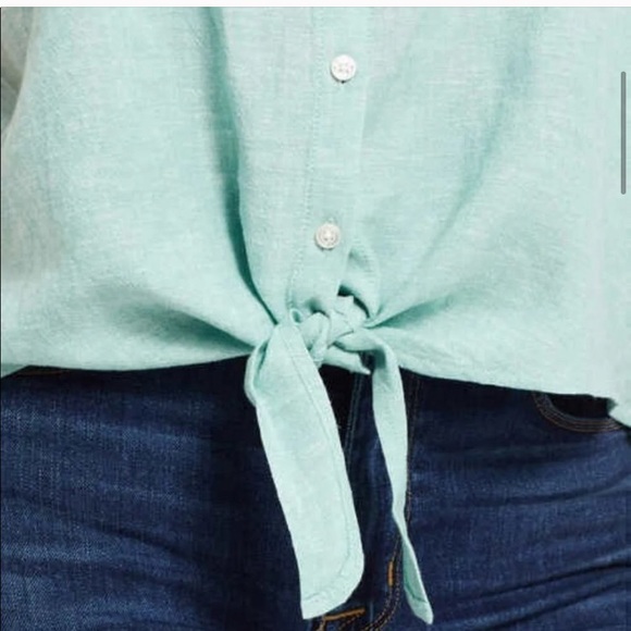 Weatherproof Vintage Mint Linen Tie Front Shirt M - Picture 3 of 11